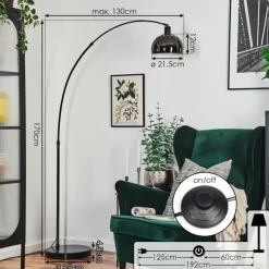 hofstein Baloca Lampadaire Chrome, Noir, 1 lumière