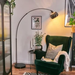 hofstein Baloca Lampadaire Chrome, Noir, 1 lumière