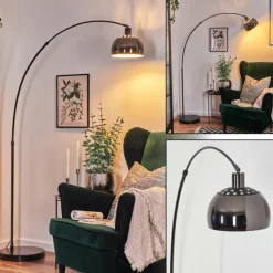 hofstein Baloca Lampadaire Chrome, Noir, 1 lumière