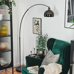 hofstein Baloca Lampadaire Chrome, Noir, 1 lumière