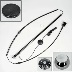 hofstein Baloca Lampadaire Chrome, Noir, 1 lumière