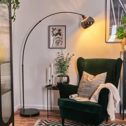 hofstein Baloca Lampadaire Chrome, Noir, 1 lumière