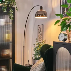 hofstein Baloca Lampadaire Chrome, Noir, 1 lumière