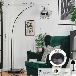 hofstein Baloca Lampadaire Chrome, Noir, 1 lumière