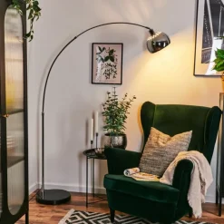 hofstein Baloca Lampadaire Chrome, Noir, 1 lumière