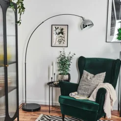 hofstein Baloca Lampadaire Chrome, Noir, 1 lumière