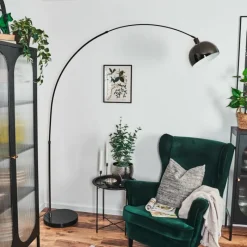 hofstein Baloca Lampadaire Chrome, Noir, 1 lumière