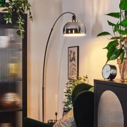 hofstein Baloca Lampadaire Chrome, Noir, 1 lumière