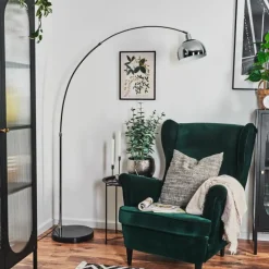 hofstein Baloca Lampadaire Chrome, Noir, 1 lumière