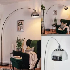 hofstein Baloca Lampadaire Chrome, Noir, 1 lumière