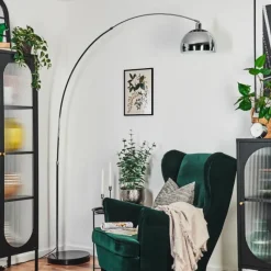 hofstein Baloca Lampadaire Chrome, Noir, 1 lumière