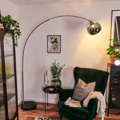 hofstein Baloca Lampadaire Chrome, Noir, 1 lumière