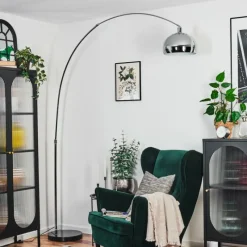 hofstein Baloca Lampadaire Chrome, Noir, 1 lumière