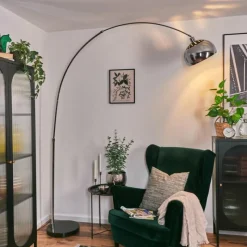 hofstein Baloca Lampadaire Chrome, Noir, 1 lumière