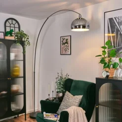 hofstein Baloca Lampadaire Chrome, Noir, 1 lumière