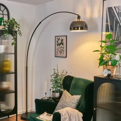 hofstein Baloca Lampadaire Chrome, Noir, 1 lumière