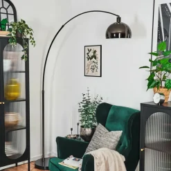 hofstein Baloca Lampadaire Chrome, Noir, 1 lumière