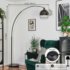 hofstein Baloca Lampadaire Chrome, Noir, 1 lumière