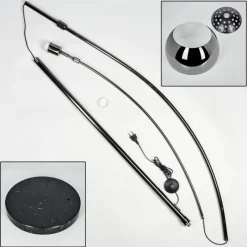 hofstein Baloca Lampadaire Chrome, Noir, 1 lumière