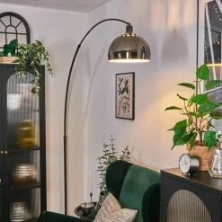 hofstein Baloca Lampadaire Chrome, Noir, 1 lumière