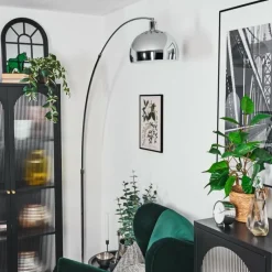 hofstein Baloca Lampadaire Chrome, Noir, 1 lumière