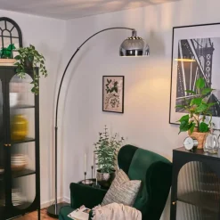 hofstein Baloca Lampadaire Chrome, Noir, 1 lumière