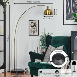 Lampes Dorées-hofstein Baloca Lampadaire Laiton, Noir, 1 lumière