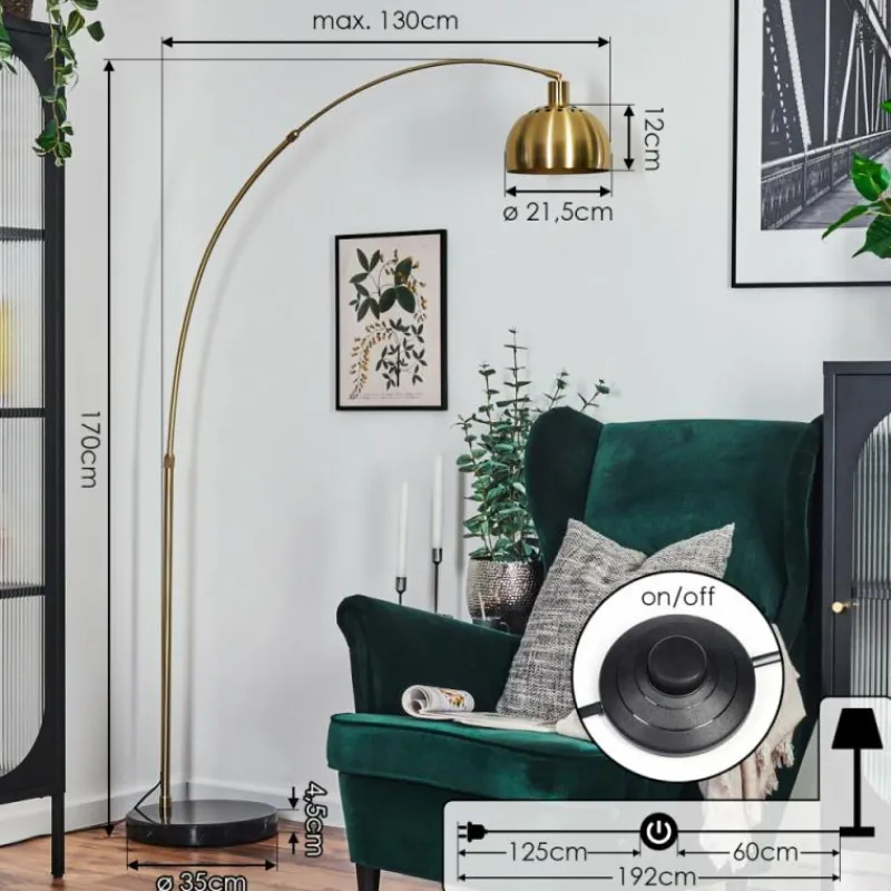 Lampes Dorées-hofstein Baloca Lampadaire Laiton, Noir, 1 lumière