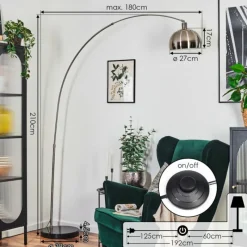 hofstein Baloca Lampadaire Nickel mat, Noir, 1 lumière