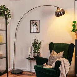 hofstein Baloca Lampadaire Nickel mat, Noir, 1 lumière