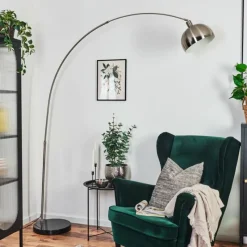 hofstein Baloca Lampadaire Nickel mat, Noir, 1 lumière