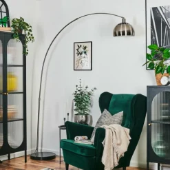 hofstein Baloca Lampadaire Nickel mat, Noir, 1 lumière