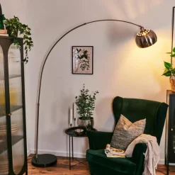 hofstein Baloca Lampadaire Nickel mat, Noir, 1 lumière