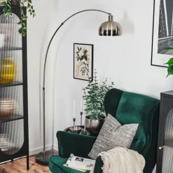 hofstein Baloca Lampadaire Nickel mat, Noir, 1 lumière