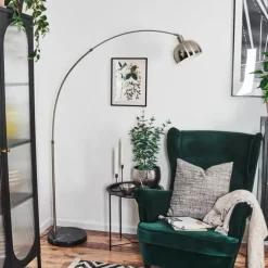 hofstein Baloca Lampadaire Nickel mat, Noir, 1 lumière