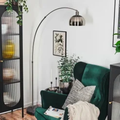 hofstein Baloca Lampadaire Nickel mat, Noir, 1 lumière