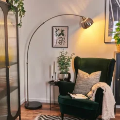 hofstein Baloca Lampadaire Nickel mat, Noir, 1 lumière