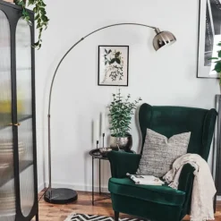 hofstein Baloca Lampadaire Nickel mat, Noir, 1 lumière