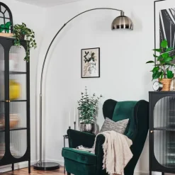 hofstein Baloca Lampadaire Nickel mat, Noir, 1 lumière