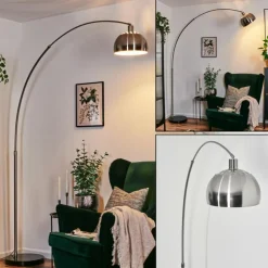 hofstein Baloca Lampadaire Nickel mat, Noir, 1 lumière