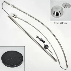 hofstein Baloca Lampadaire Nickel mat, Noir, 1 lumière