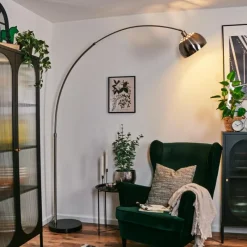 hofstein Baloca Lampadaire Nickel mat, Noir, 1 lumière