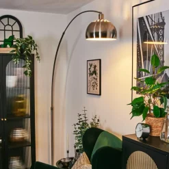 hofstein Baloca Lampadaire Nickel mat, Noir, 1 lumière