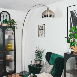 hofstein Baloca Lampadaire Nickel mat, Noir, 1 lumière