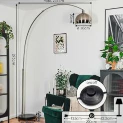 hofstein Baloca Lampadaire Nickel mat, Noir, 1 lumière