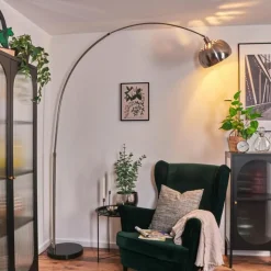 hofstein Baloca Lampadaire Nickel mat, Noir, 1 lumière