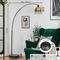 Lampes Dorées-hofstein Baloca Lampadaire Noir, 1 lumière