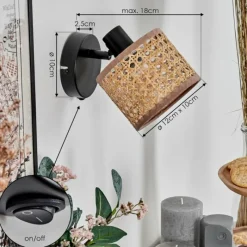 hofstein Barcos Applique murale Noir, 1 lumière