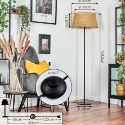 hofstein Barcos Lampadaire beige, Écru, 1 lumière