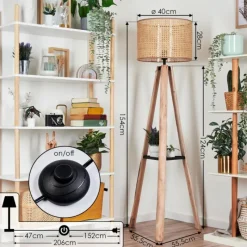 Luminaires Scandinaves-hofstein Barcos Lampadaire Écru, Noir, 1 lumière